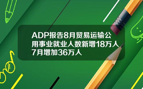 ADP报告8月贸易运输公用事业就业人数新增18万人7月增加36万人