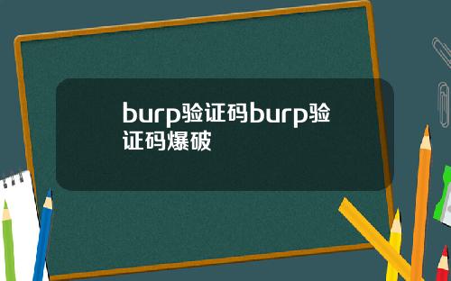 burp验证码burp验证码爆破