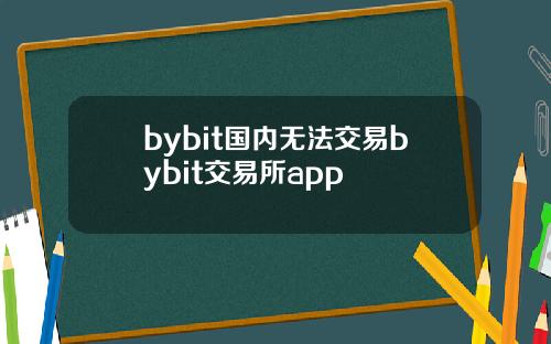 bybit国内无法交易bybit交易所app