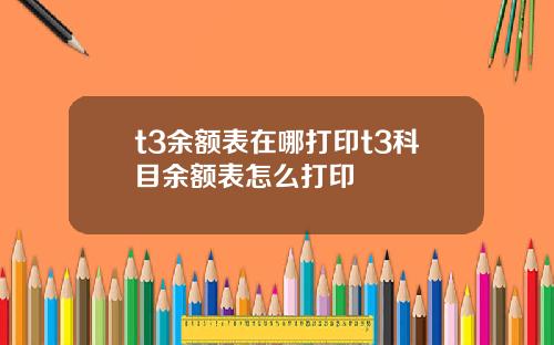 t3余额表在哪打印t3科目余额表怎么打印