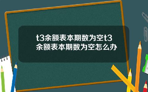 t3余额表本期数为空t3余额表本期数为空怎么办