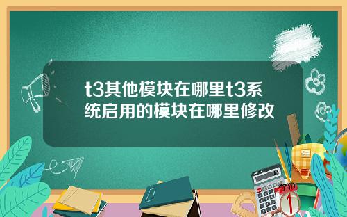 t3其他模块在哪里t3系统启用的模块在哪里修改