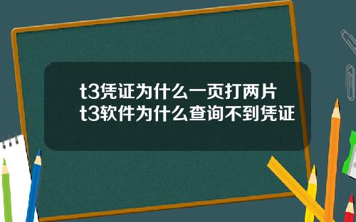 t3凭证为什么一页打两片t3软件为什么查询不到凭证