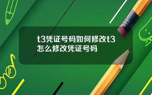 t3凭证号码如何修改t3怎么修改凭证号码