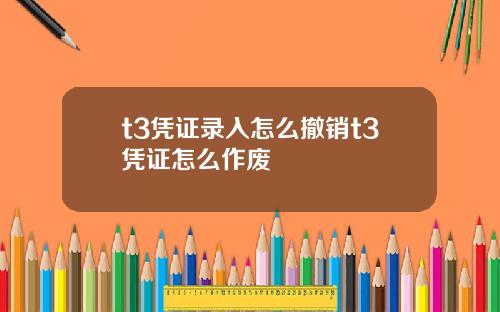 t3凭证录入怎么撤销t3凭证怎么作废