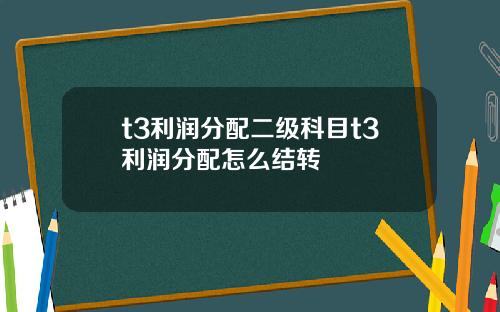 t3利润分配二级科目t3利润分配怎么结转