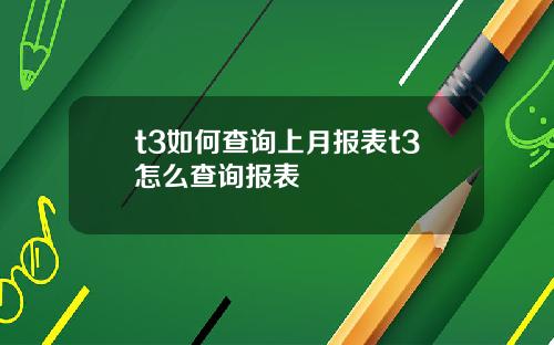 t3如何查询上月报表t3怎么查询报表