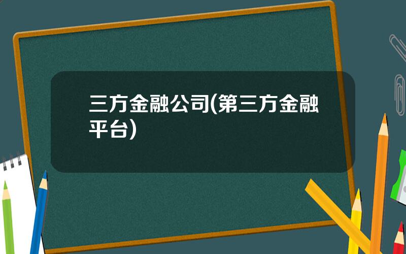 三方金融公司(第三方金融平台)