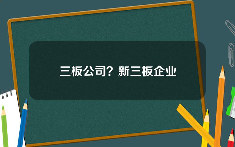 三板公司？新三板企业