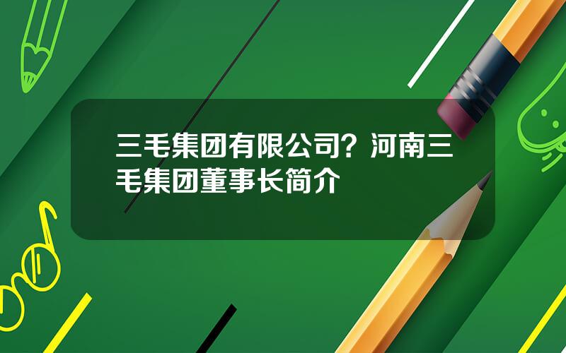 三毛集团有限公司？河南三毛集团董事长简介