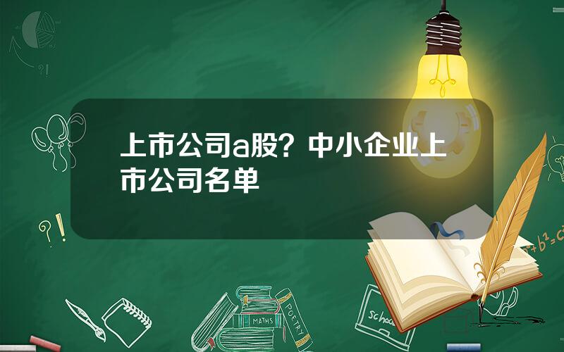 上市公司a股？中小企业上市公司名单