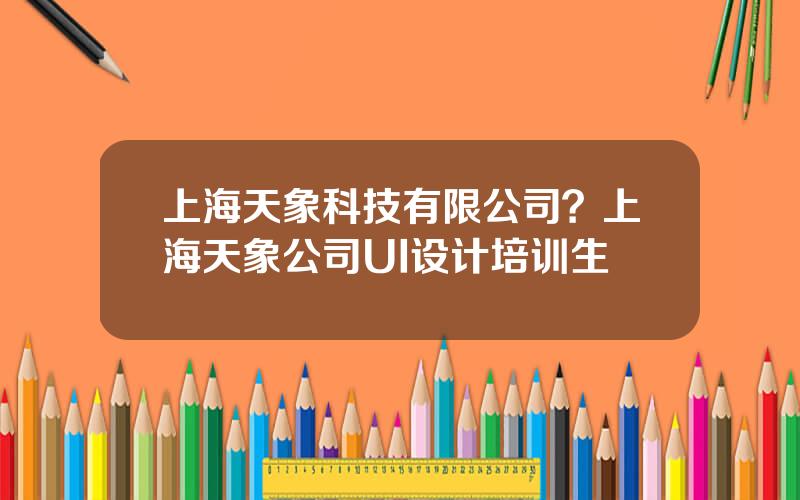 上海天象科技有限公司？上海天象公司UI设计培训生