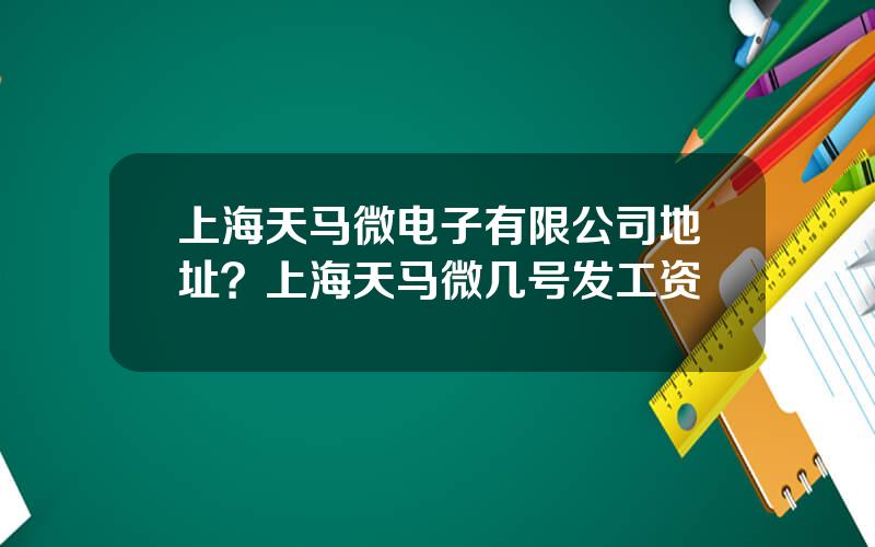 上海天马微电子有限公司地址？上海天马微几号发工资