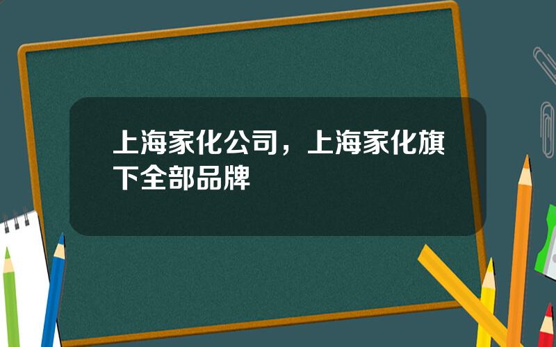 上海家化公司，上海家化旗下全部品牌