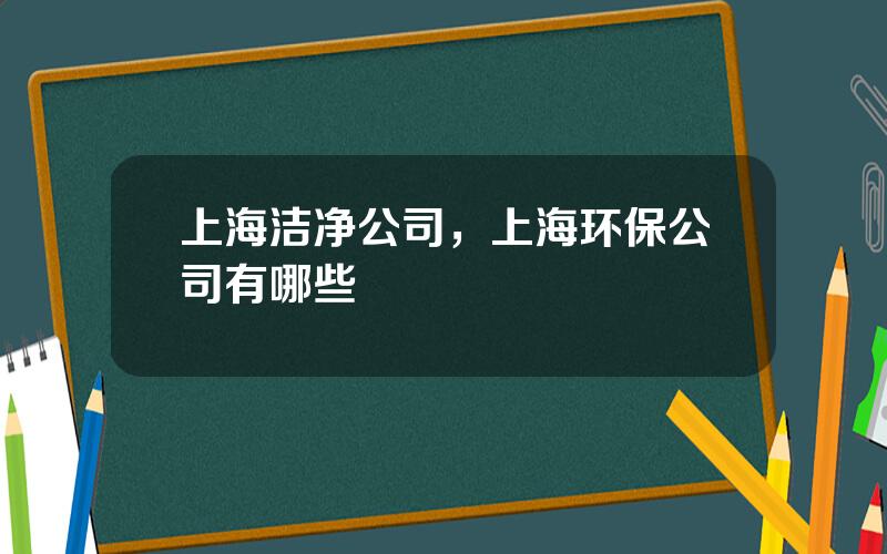 上海洁净公司，上海环保公司有哪些