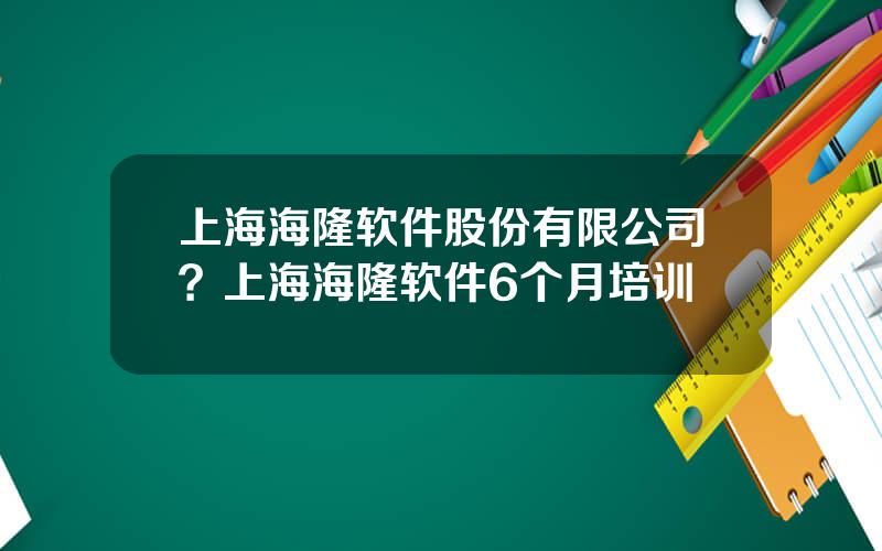 上海海隆软件股份有限公司？上海海隆软件6个月培训