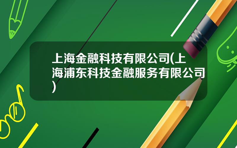 上海金融科技有限公司(上海浦东科技金融服务有限公司)