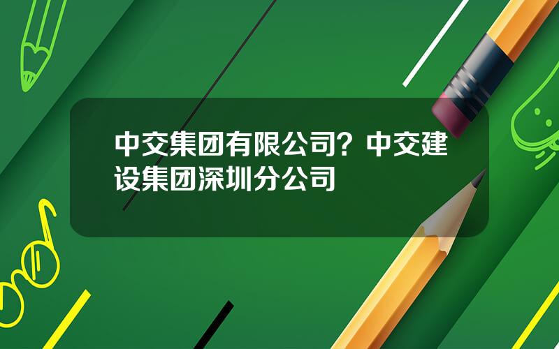 中交集团有限公司？中交建设集团深圳分公司