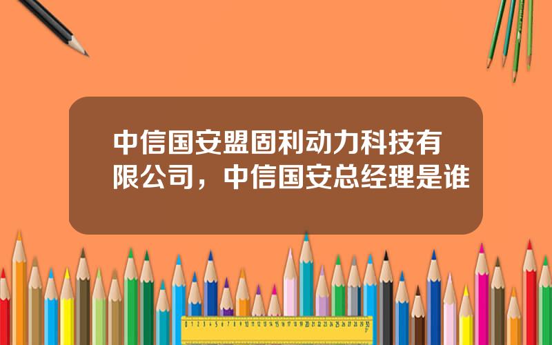 中信国安盟固利动力科技有限公司，中信国安总经理是谁