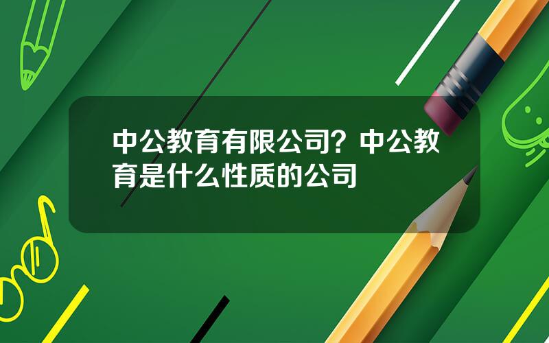 中公教育有限公司？中公教育是什么性质的公司