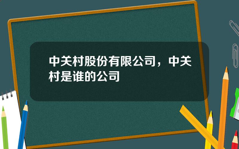 中关村股份有限公司，中关村是谁的公司