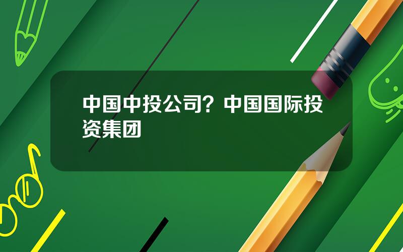 中国中投公司？中国国际投资集团