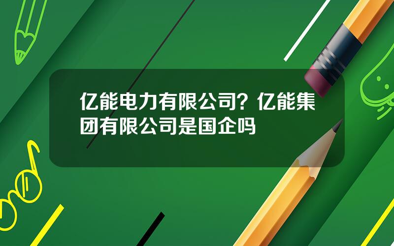 亿能电力有限公司？亿能集团有限公司是国企吗