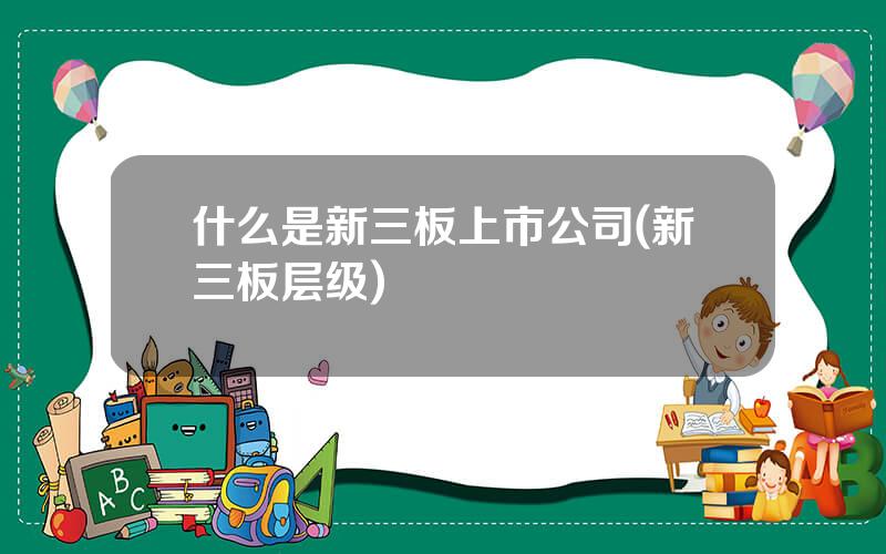 什么是新三板上市公司(新三板层级)