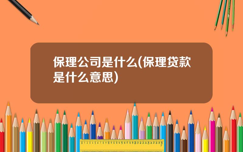 保理公司是什么(保理贷款是什么意思)