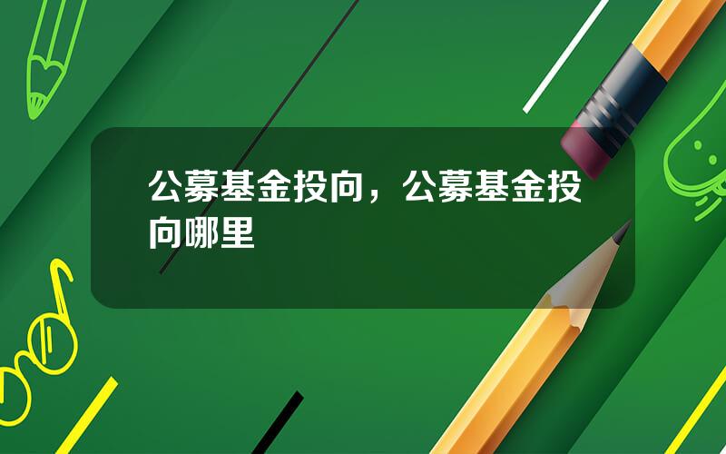 公募基金投向，公募基金投向哪里