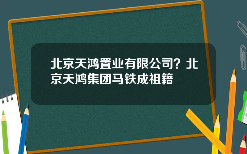 北京天鸿置业有限公司？北京天鸿集团马铁成祖籍