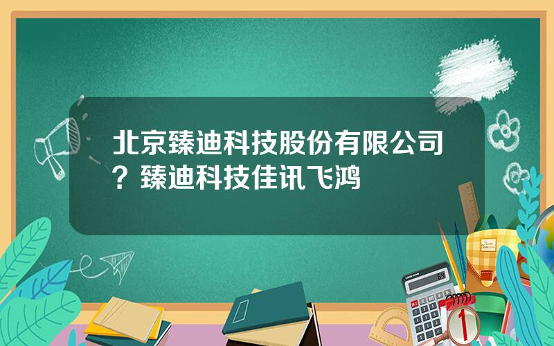 北京臻迪科技股份有限公司？臻迪科技佳讯飞鸿