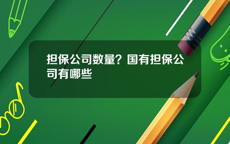 担保公司数量？国有担保公司有哪些