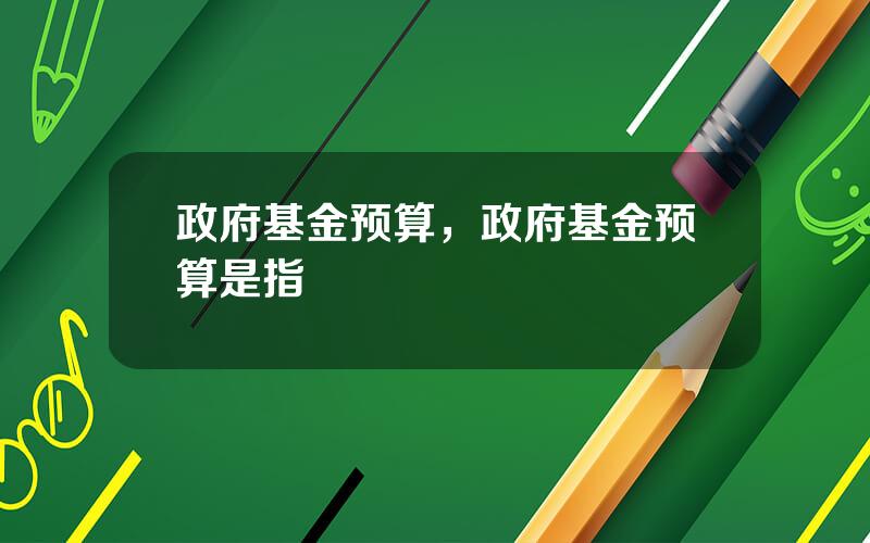 政府基金预算，政府基金预算是指