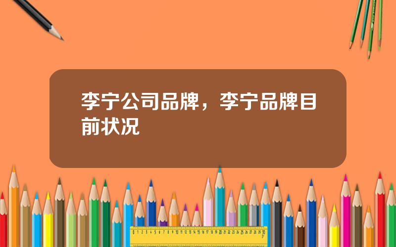 李宁公司品牌，李宁品牌目前状况