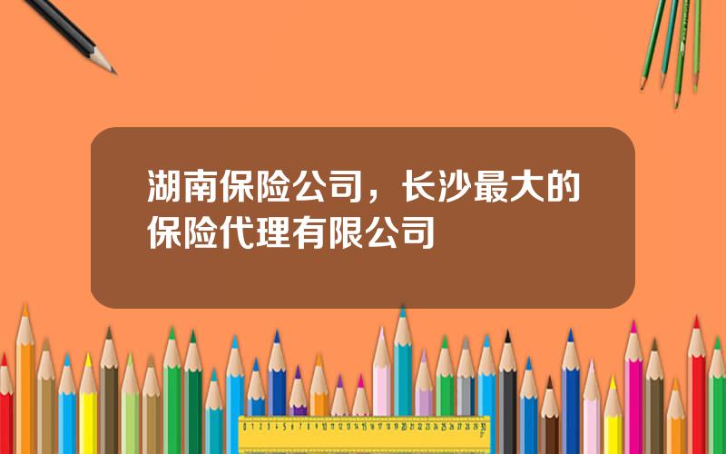 湖南保险公司，长沙最大的保险代理有限公司