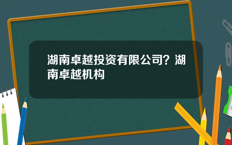 湖南卓越投资有限公司？湖南卓越机构